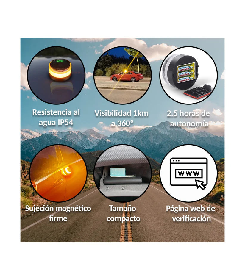 ¡Último día! ¡80% de descuento por Navidad! Baliza V16 | 2ª GENERACION Geolocalización DGT 3.0 | Luz Emergencia Coche Homologado DGT | SIM y Datos Pagados hasta 2038