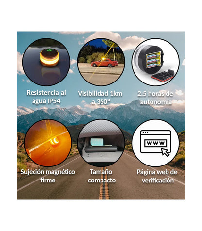 ¡Último día! ¡80% de descuento por Navidad! Baliza V16 | 2ª GENERACION Geolocalización DGT 3.0 | Luz Emergencia Coche Homologado DGT | SIM y Datos Pagados hasta 2038