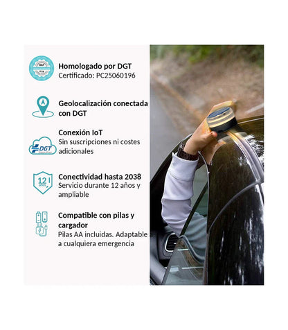 ¡Último día! ¡80% de descuento por Navidad! Baliza V16 | 2ª GENERACION Geolocalización DGT 3.0 | Luz Emergencia Coche Homologado DGT | SIM y Datos Pagados hasta 2038