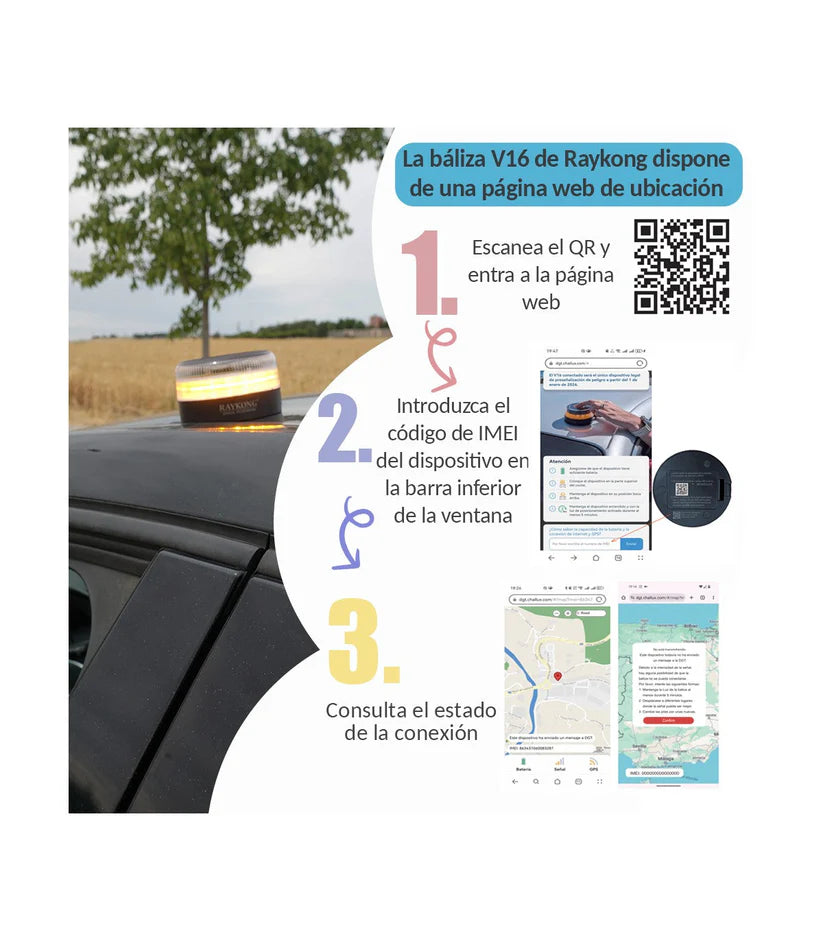 ¡Último día! ¡80% de descuento por Navidad! Baliza V16 | 2ª GENERACION Geolocalización DGT 3.0 | Luz Emergencia Coche Homologado DGT | SIM y Datos Pagados hasta 2038